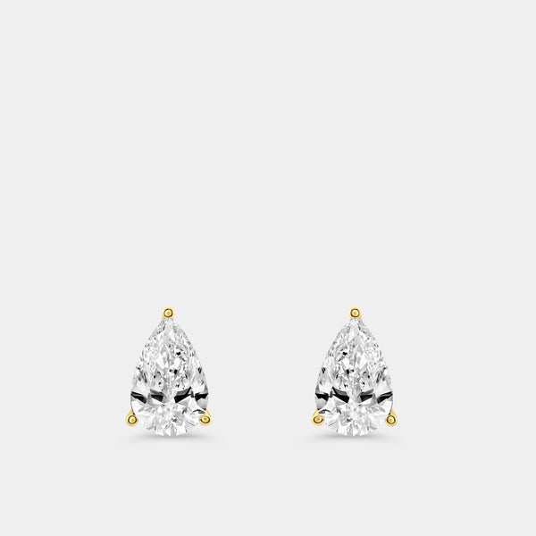 6 Carat Lab-Grown Diamond Pear-Shaped Classic Solitaire Studs — GILDED New York