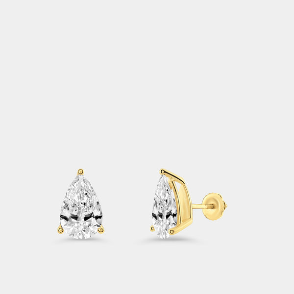 6 Carat Lab-Grown Diamond Pear-Shaped Classic Solitaire Studs — GILDED New York
