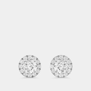 Gilded 2 Carat Lab-Grown Diamond Round-Shaped Stud Plus with a Petite Halo