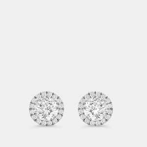 Gilded 1 and 1/2 Carat Lab-Grown Diamond Round-Shaped Stud Plus with a Petite Halo