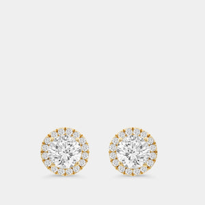 Gilded 1 and 1/2 Carat Lab-Grown Diamond Round-Shaped Stud Plus with a Petite Halo