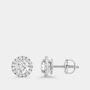 Gilded 1 and 1/2 Carat Lab-Grown Diamond Round-Shaped Stud Plus with a Petite Halo