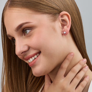 Gilded 7/8 Carat Lab-Grown Diamond Round-Shaped Stud Plus with a Round Halo