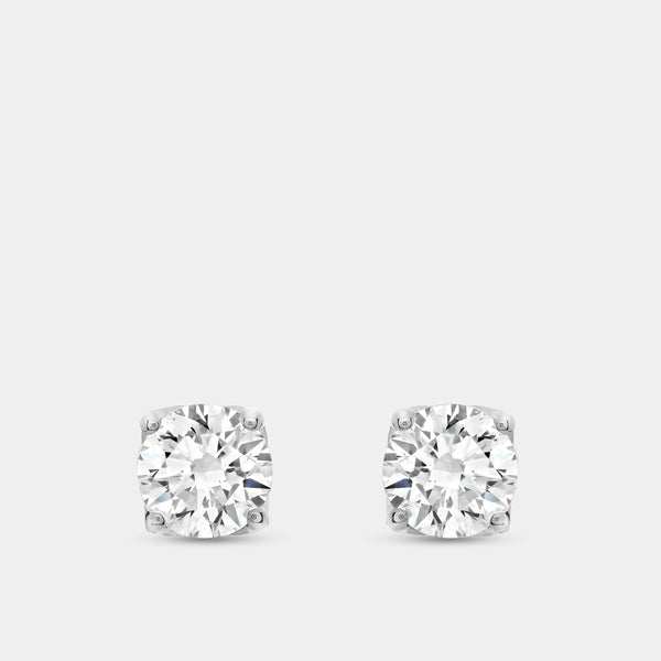 Gilded 7/8 Carat Lab-Grown Diamond Round-Shaped Stud Plus with a Round Halo