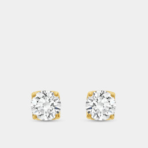 Gilded 7/8 Carat Lab-Grown Diamond Round-Shaped Stud Plus with a Round Halo