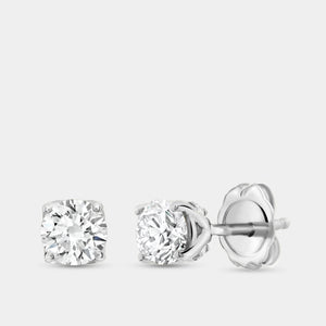 Gilded 7/8 Carat Lab-Grown Diamond Round-Shaped Stud Plus with a Round Halo