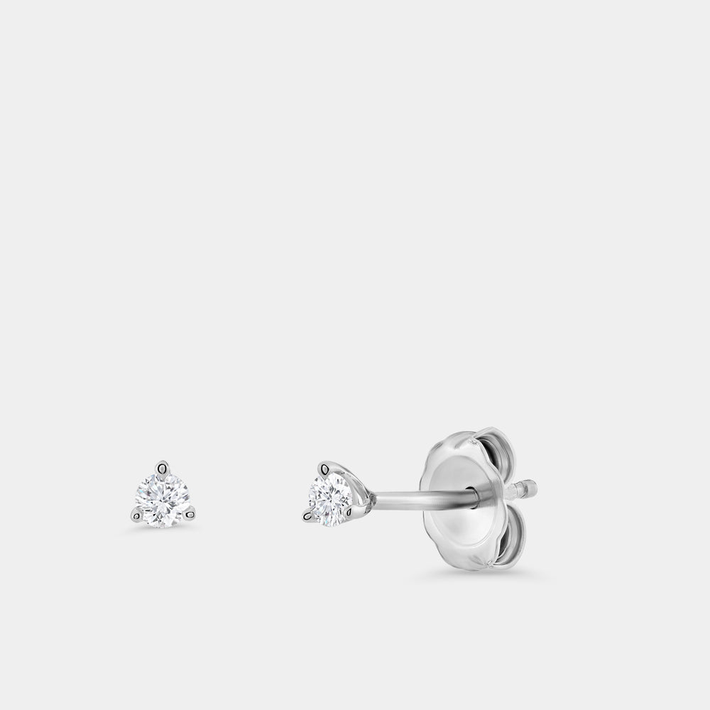 Gilded 1/10 Carat Lab-Grown Diamond Round-Shaped Three-Prong Martini Solitaire Studs
