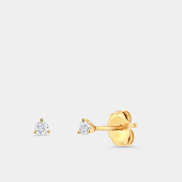 1/10 Carat Lab-Grown Diamond Round-Shaped Three-Prong Martini Solitaire Studs — GILDED New York