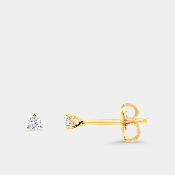 1/10 Carat Lab-Grown Diamond Round-Shaped Three-Prong Martini Solitaire Studs — GILDED New York