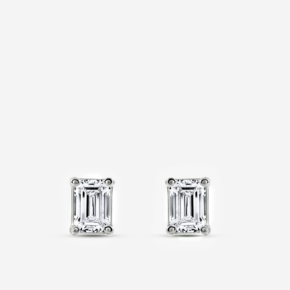 Gilded 1/2 Carat Lab-Grown Diamond Emerald-Cut Classic Solitaire Studs