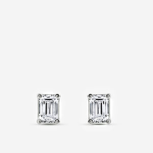 Gilded 1/2 Carat Lab-Grown Diamond Emerald-Cut Classic Solitaire Studs