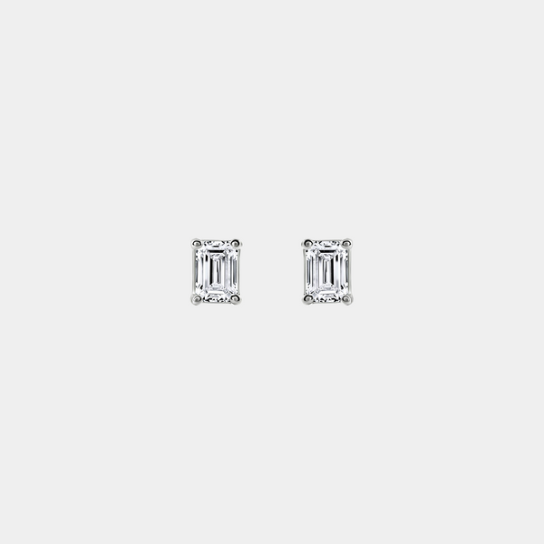 1/2 Carat Lab-Grown Diamond Emerald-Cut Classic Solitaire Studs — GILDED New York