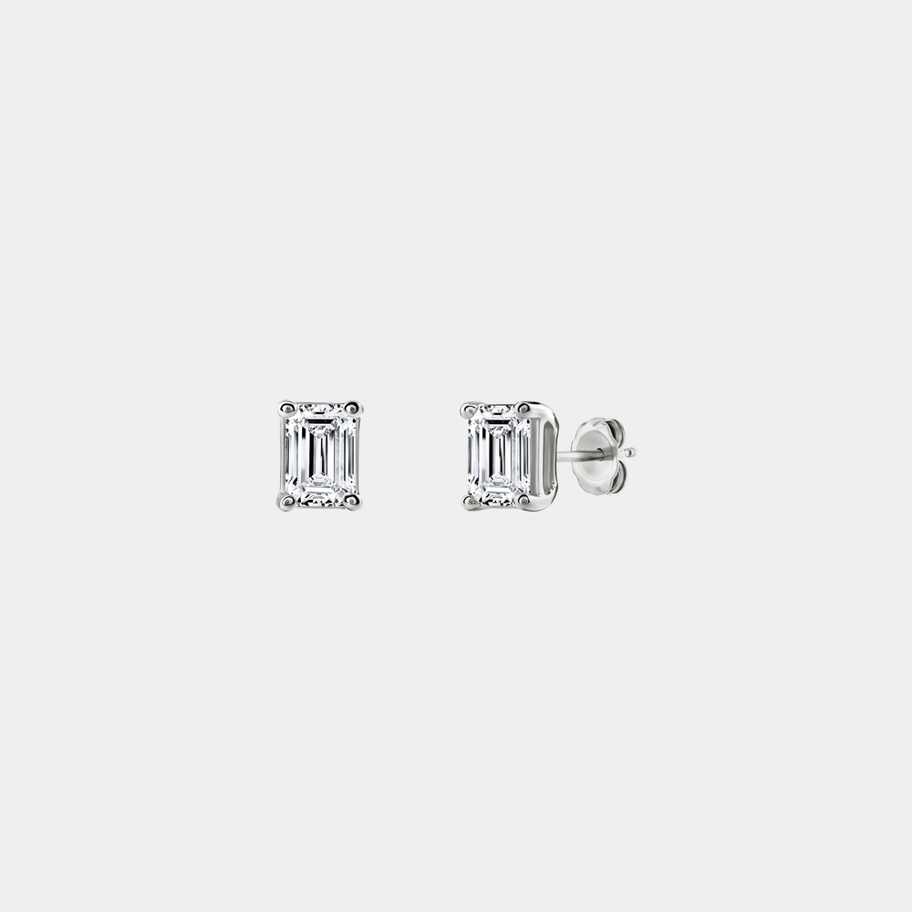 1/2 Carat Lab-Grown Diamond Emerald-Cut Classic Solitaire Studs — GILDED New York