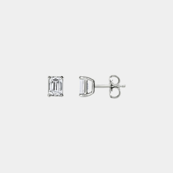 1/2 Carat Lab-Grown Diamond Emerald-Cut Classic Solitaire Studs — GILDED New York