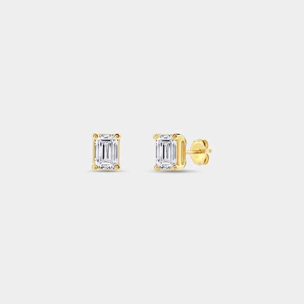 1/2 Carat Lab-Grown Diamond Emerald-Cut Classic Solitaire Studs — GILDED New York