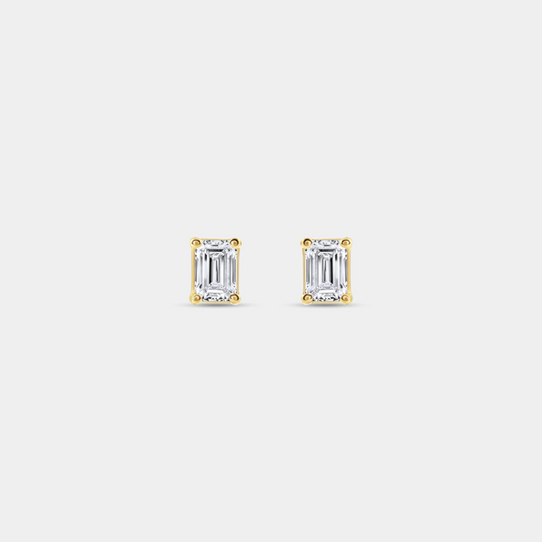 1/2 Carat Lab-Grown Diamond Emerald-Cut Classic Solitaire Studs — GILDED New York