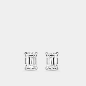 Gilded 1 Carat Lab-Grown Diamond Emerald-Cut Classic Solitaire Studs