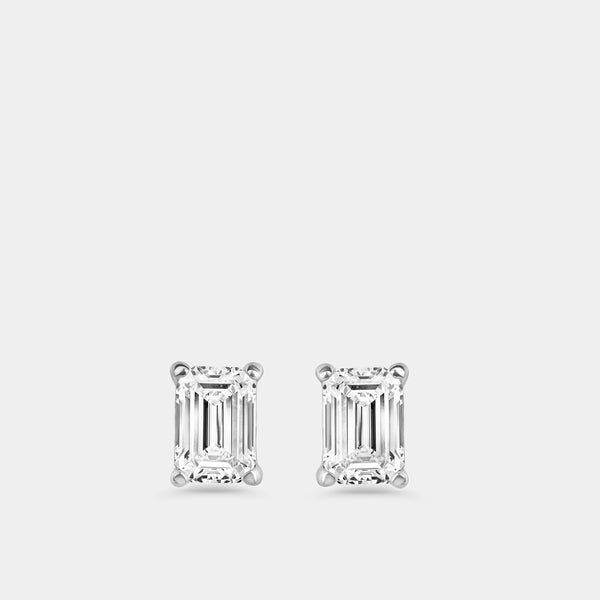 1 Carat Lab-Grown Diamond Emerald-Cut Classic Solitaire Studs — GILDED New York