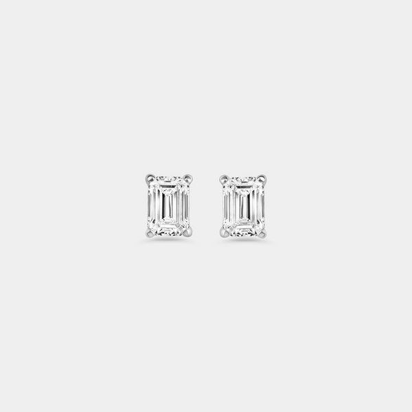 1 Carat Lab-Grown Diamond Emerald-Cut Classic Solitaire Studs — GILDED New York