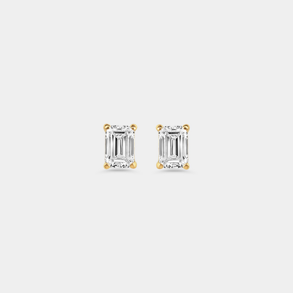 1 Carat Lab-Grown Diamond Emerald-Cut Classic Solitaire Studs — GILDED New York