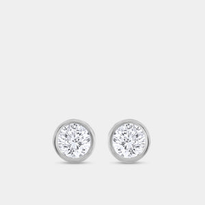 Gilded 1/2 Carat Lab-Grown Diamond Round-Shaped, Bezel-Set Solitaire Studs