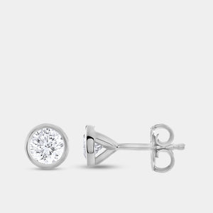 Gilded 1/2 Carat Lab-Grown Diamond Round-Shaped, Bezel-Set Solitaire Studs