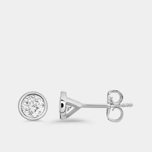 Gilded 3/4 Carat Lab-Grown Diamond Round-Shaped, Bezel-Set Solitaire Studs