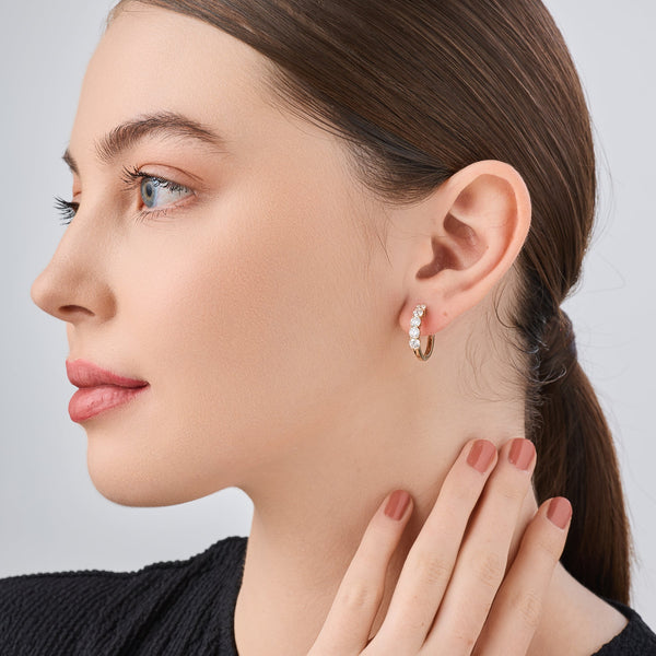 2 Carat Lab-Grown Diamond Round-Shaped Five-Stone Hoops — GILDED New York