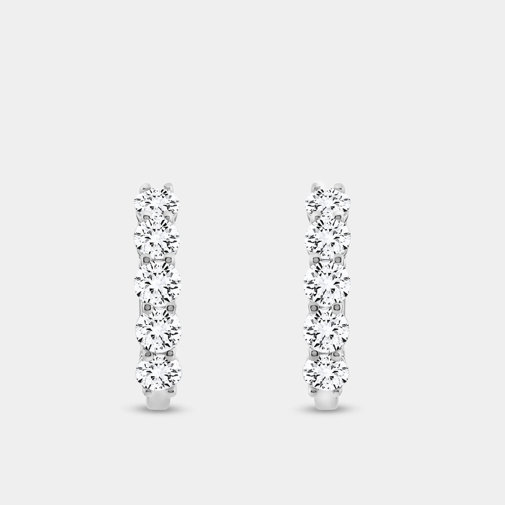 Gilded 2 Carat Lab-Grown Diamond Round-Shaped Five-Stone Hoops