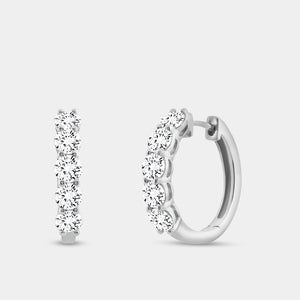 Gilded 2 Carat Lab-Grown Diamond Round-Shaped Five-Stone Hoops