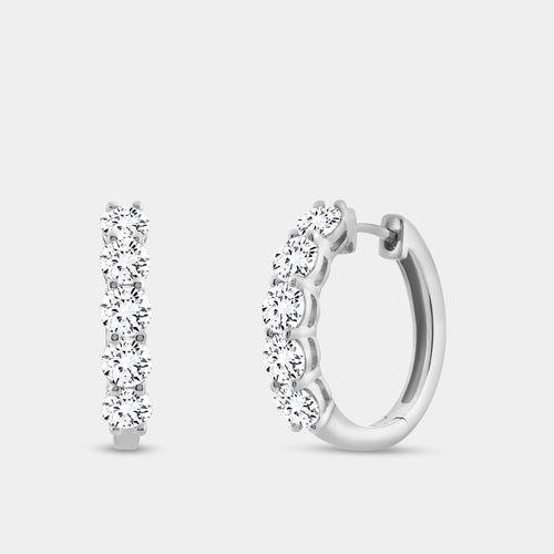 Gilded 2 Carat Lab-Grown Diamond Round-Shaped Five-Stone Hoops