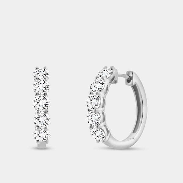 2 Carat Lab-Grown Diamond Round-Shaped Five-Stone Hoops — GILDED New York