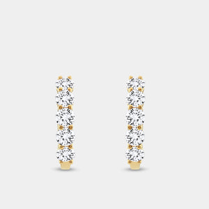 Gilded 2 Carat Lab-Grown Diamond Round-Shaped Five-Stone Hoops