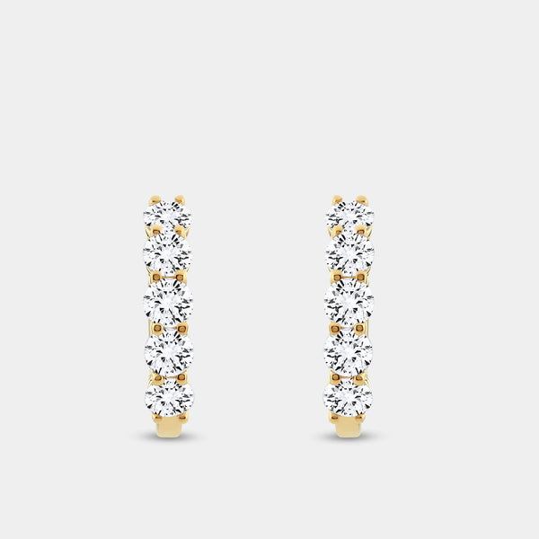 2 Carat Lab-Grown Diamond Round-Shaped Five-Stone Hoops — GILDED New York