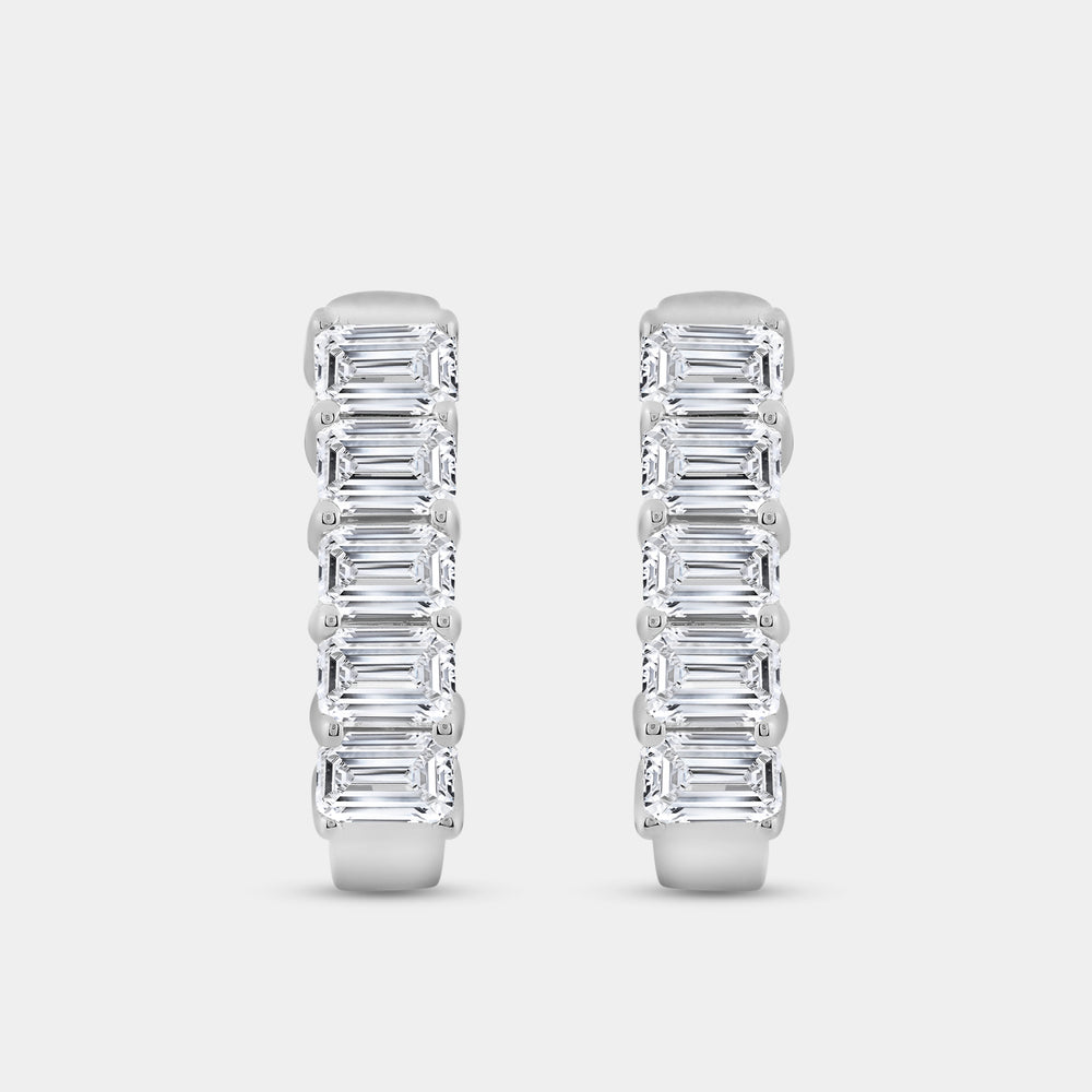 Gilded 2 Carat Lab-Grown Diamond Emerald-Cut Oval Hoops