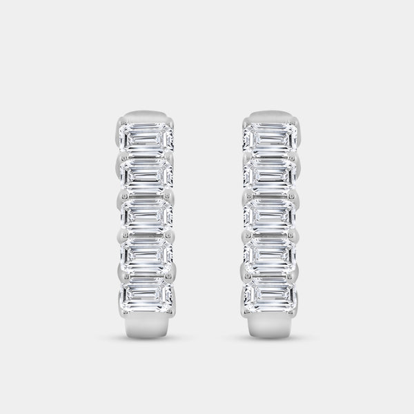 2 Carat Lab-Grown Diamond Emerald-Cut Oval Hoops — GILDED New York
