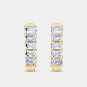 Gilded 2 Carat Lab-Grown Diamond Emerald-Cut Oval Hoops