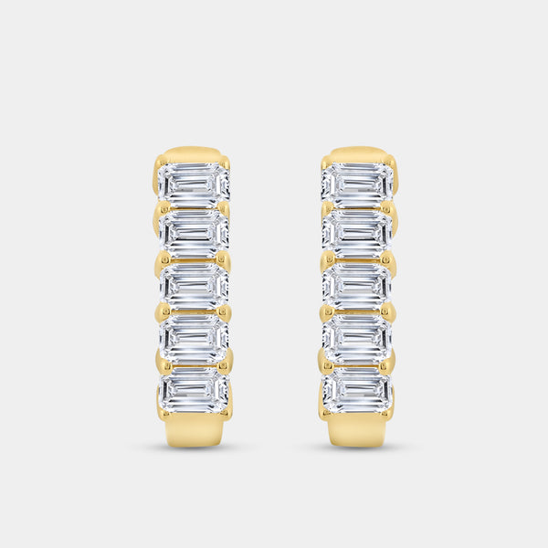 2 Carat Lab-Grown Diamond Emerald-Cut Oval Hoops — GILDED New York