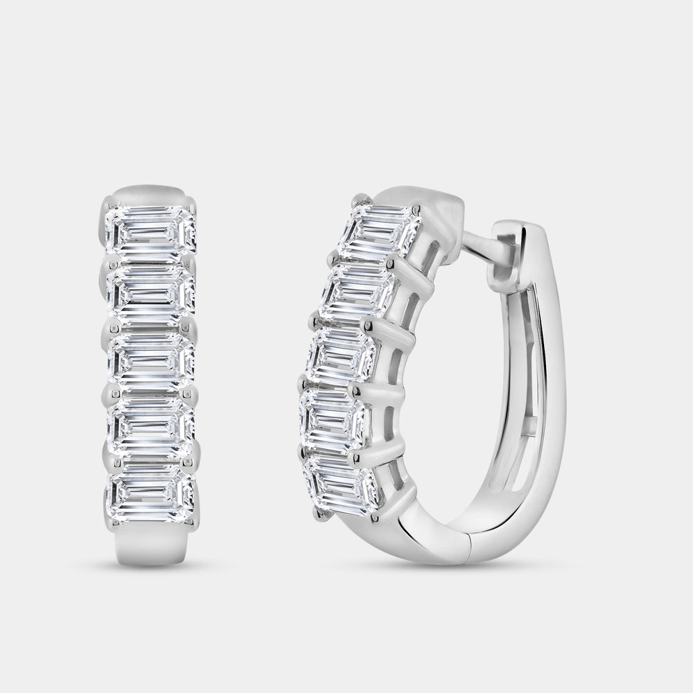 Gilded 2 Carat Lab-Grown Diamond Emerald-Cut Oval Hoops