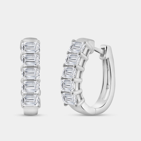 2 Carat Lab-Grown Diamond Emerald-Cut Oval Hoops — GILDED New York
