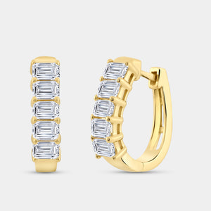 Gilded 2 Carat Lab-Grown Diamond Emerald-Cut Oval Hoops