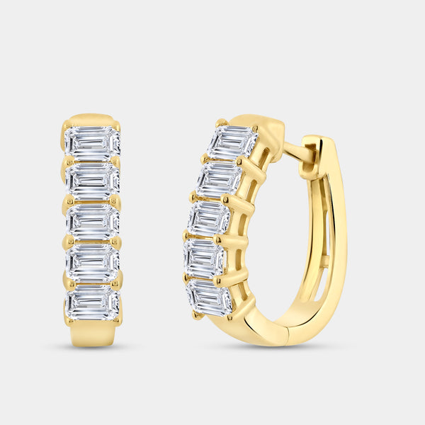 2 Carat Lab-Grown Diamond Emerald-Cut Oval Hoops — GILDED New York