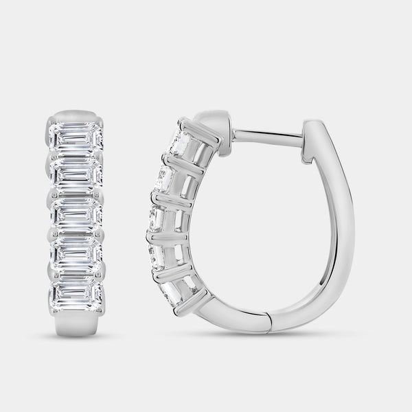 2 Carat Lab-Grown Diamond Emerald-Cut Oval Hoops — GILDED New York