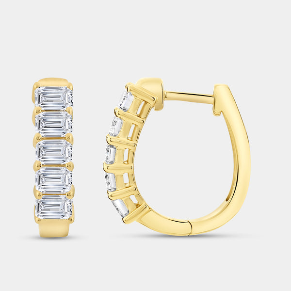 2 Carat Lab-Grown Diamond Emerald-Cut Oval Hoops — GILDED New York