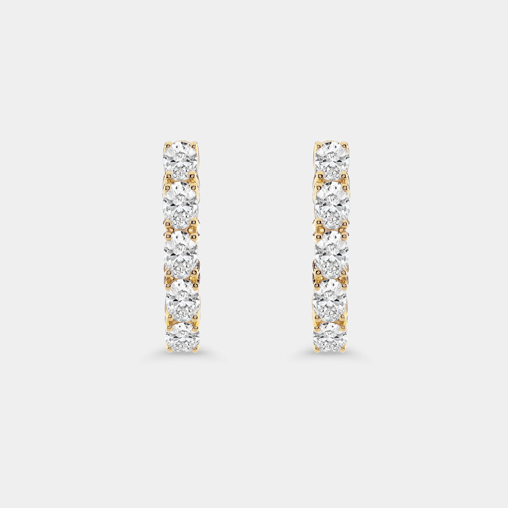 Gilded 2 Carat Lab-Grown Diamond Oval-Shaped Hoops
