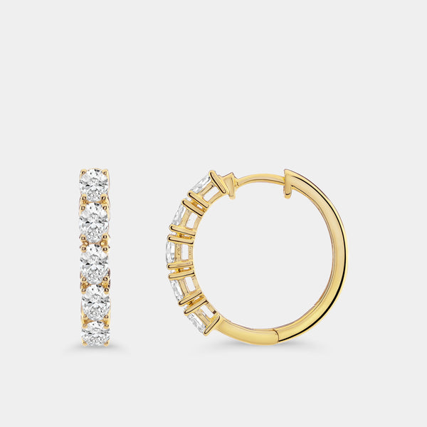 Gilded 2 Carat Lab-Grown Diamond Oval-Shaped Hoops