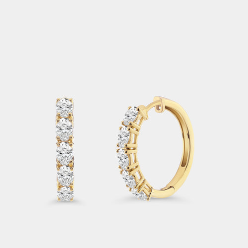 Gilded 2 Carat Lab-Grown Diamond Oval-Shaped Hoops