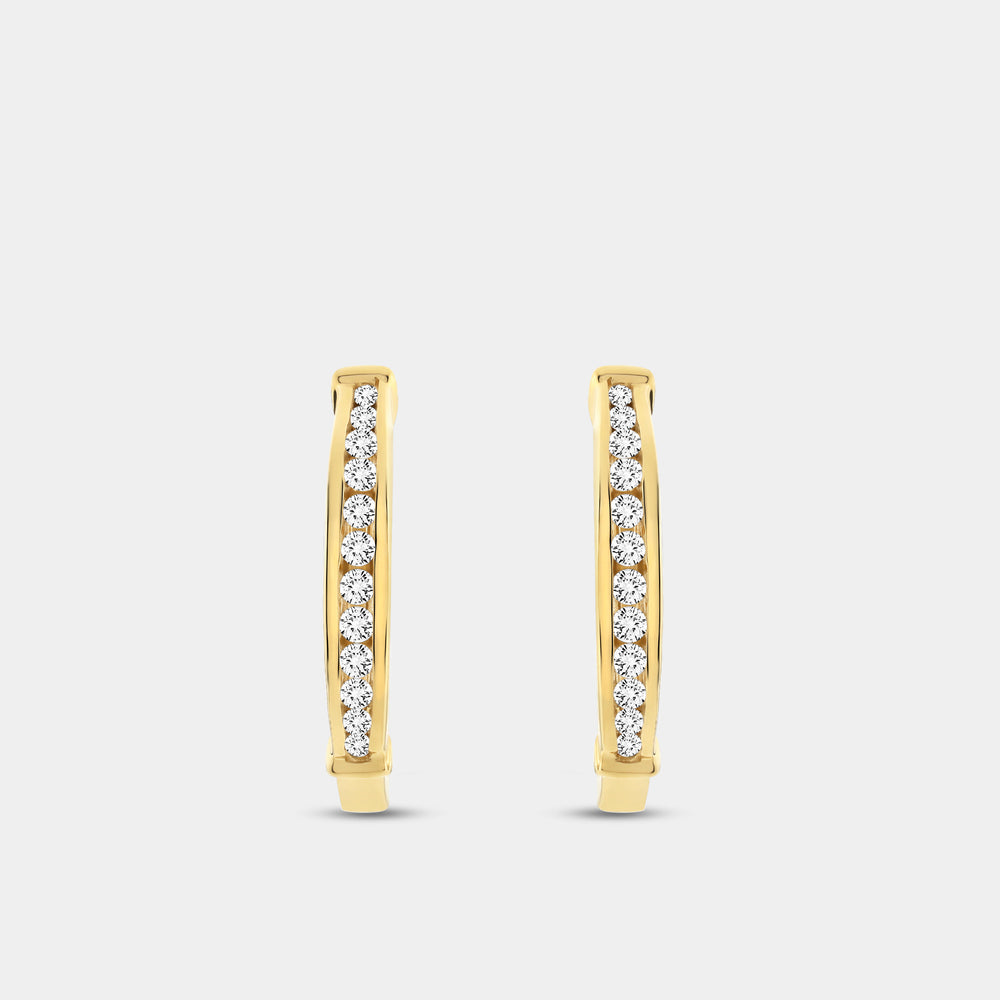 Gilded 1/10 Carat Lab-Grown Diamond Channel-Set Huggie Hoops