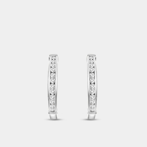 Gilded 1/10 Carat Lab-Grown Diamond Channel-Set Huggie Hoops