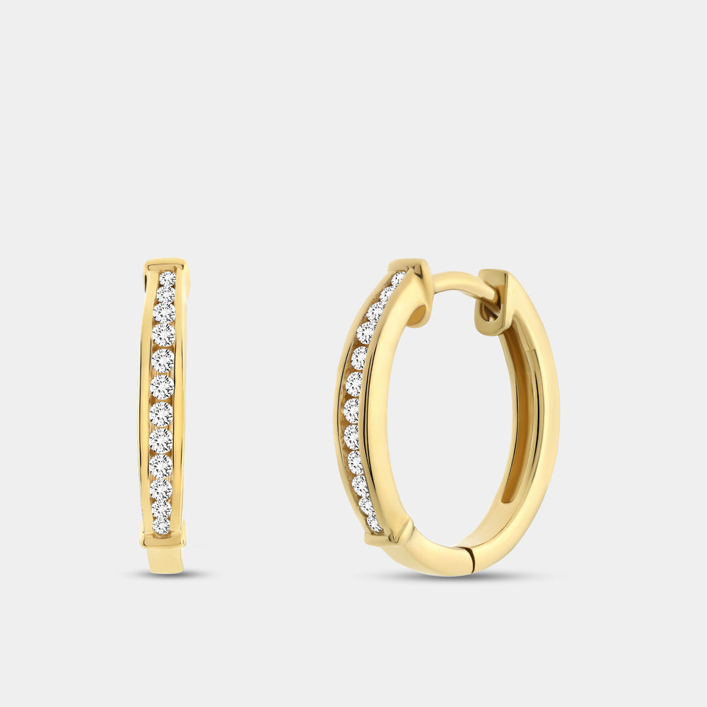 Gilded 1/10 Carat Lab-Grown Diamond Channel-Set Huggie Hoops